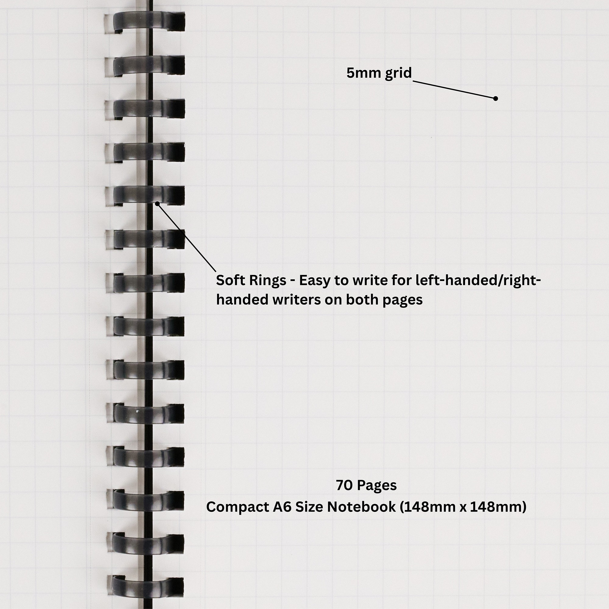 Product image of Smooth writing right to the edge with soft rings built for right and left-handed writers. Soft Ring Grid Notebook 3