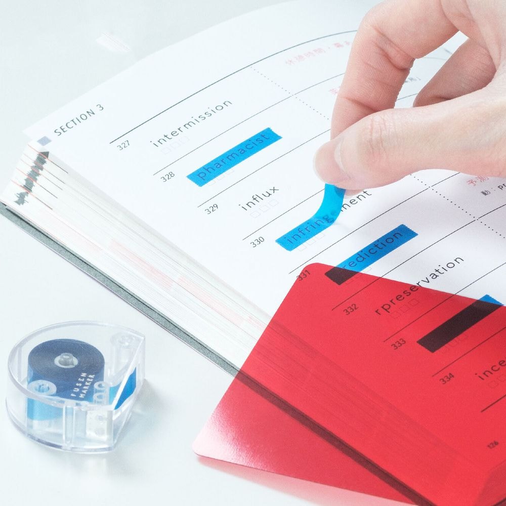 Product image of Master active recall with peelable blue study tape and an included red memorization sheet. Anki Marker Highlighter Tape with Red Memorization Sheet 3