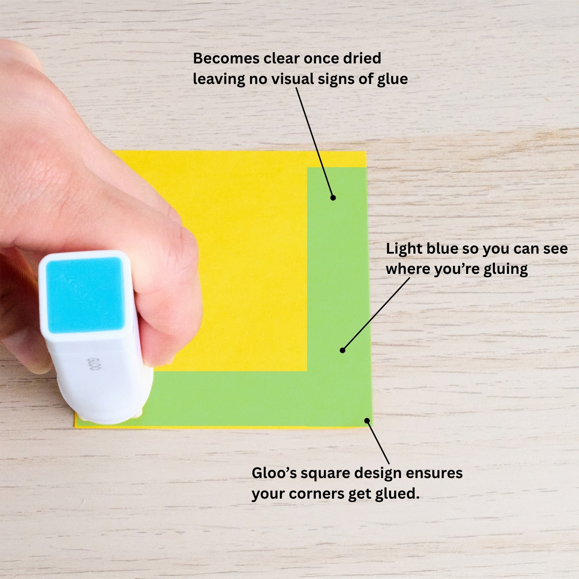 Product image of Award-winning square design glue sticks for clean, corner-to-corner gluing that dries invisible. Gloo Square Glue Sticks Pack of 5 5
