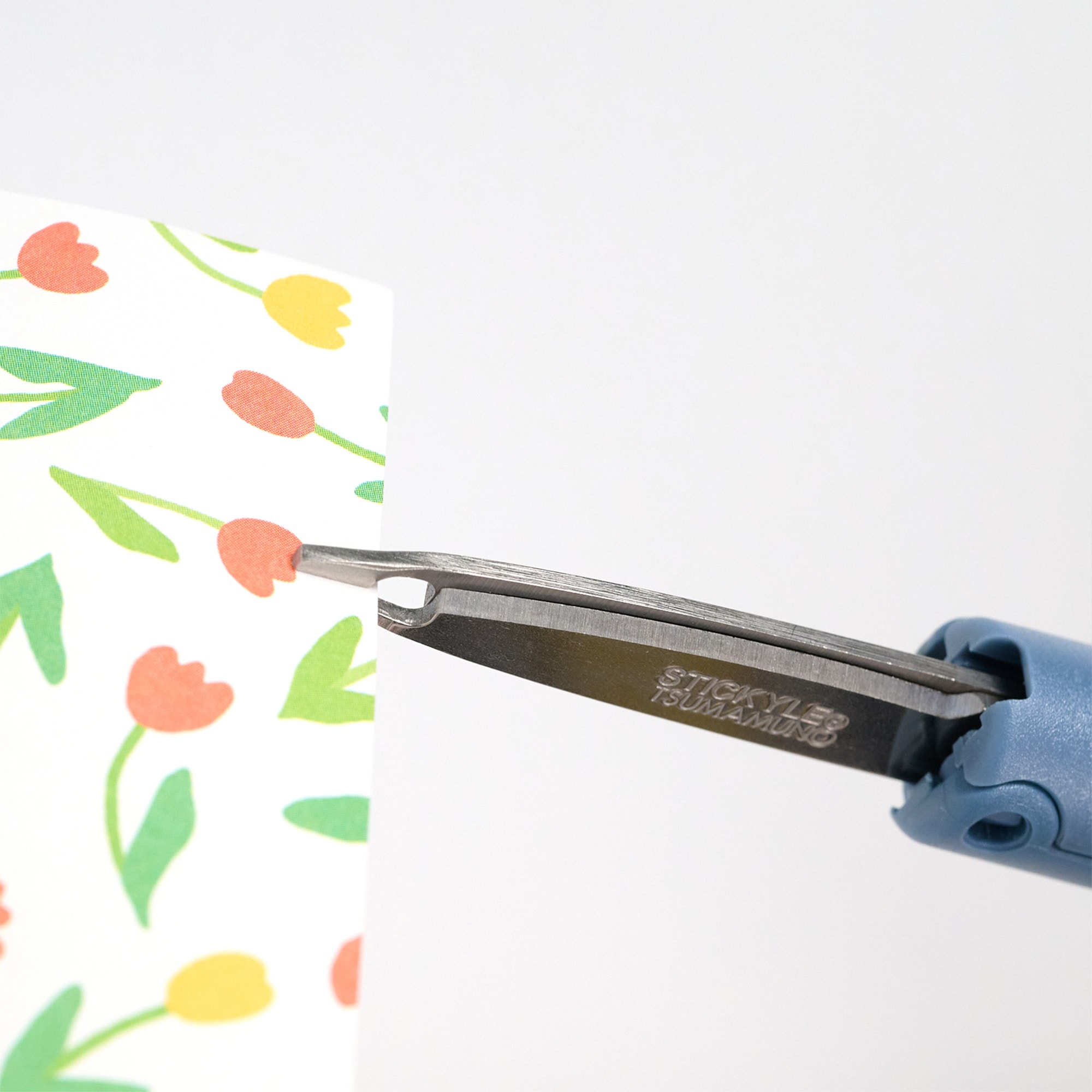 Product image of 2-in-1 folding craft scissors with micro-tweezers built right into the tips for precise sticker placement. Stickyle Tsumamuno 2-in-1 Scisors & Tweezers 6